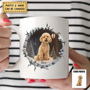 Custom Pet Photo Winter Snowy Christmas Personalized Mug