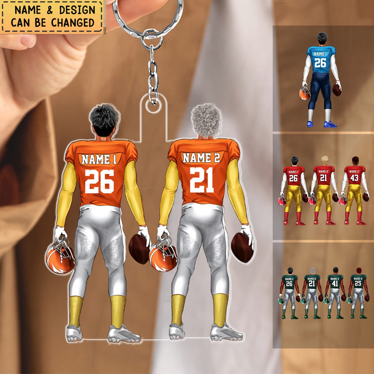 Personalized Football Team Keychain Gift For Football Lovers