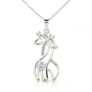 To My Sister -We will Always be Connected by Heart Giraffe Necklace