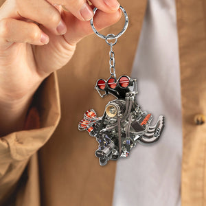 Drag Racing Dragster V8 Engine Personalized Keychain