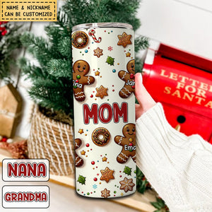 Christmas Biscuit Grandkids Personalized Tumbler Gift for Grandmas Moms Autnies
