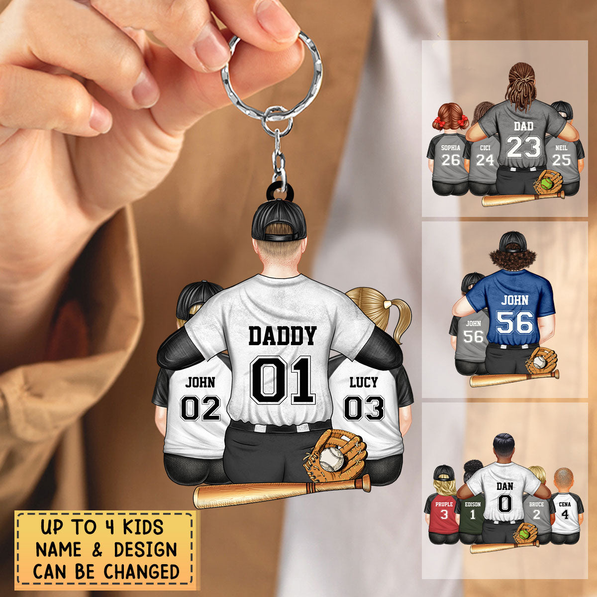 Personalized Softball/Baseball Dad Acrylic Keychain-Gift For Sport Dad