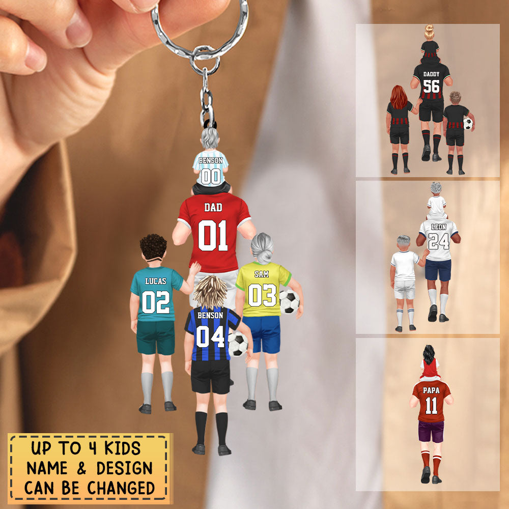 Personalized Soccer Dad & Kids Acrylic Keychain