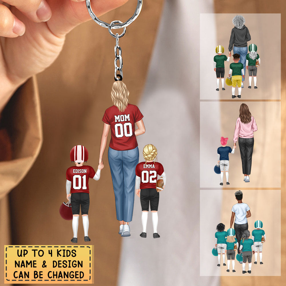 Personalized American football Mom & Kids Acrylic Keychain