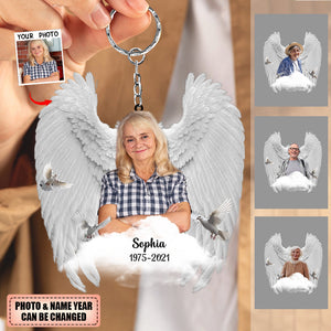 Personalized In Loving Memory Wings Keychain