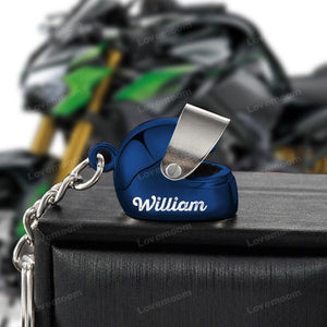 Personalized Name 3D Motorcycle Helmet Keychain Gift for Biker
