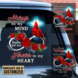 Personalized  Family Loss Cardinal Rose Infinite Love Memorial Decal