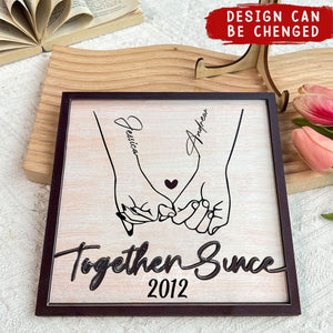 Personalized Holding Hand Forever- 2 Layers Wooden Plaque