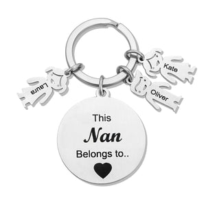 Customized Family Keychain Engraved with Kids and Pets Charms