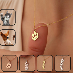 Paw Print Name Necklace Personalized Pet Paw Pendant For Pet Lovers