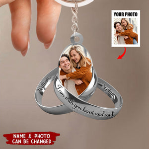 Personalized Photo Couple Silver Rings Acrylic Keychain