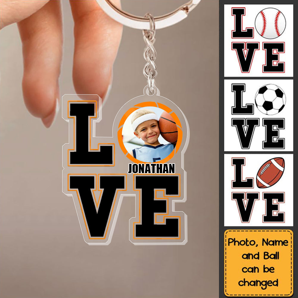 Gift For Grandson Custom Photo Love Sport Acrylic  Keychain
