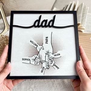 Personalized Dad Hand Bumps -  Wooden Plaque
