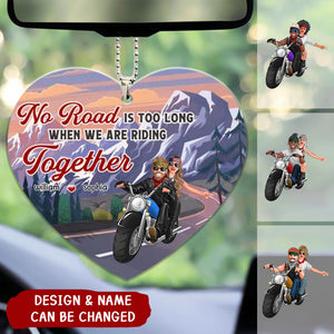 No Ride Is Too Long When We're Riding Together, Personalized Biker Couple Ornament
