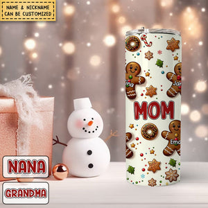 Christmas Biscuit Grandkids Personalized Tumbler Gift for Grandmas Moms Autnies