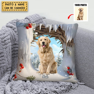 Winter Snowy Christmas Personalized Pillow Gift For Pet Lover/Family