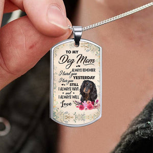 Dog Mom-Black Long-haired Dachshund-Luxury Necklace