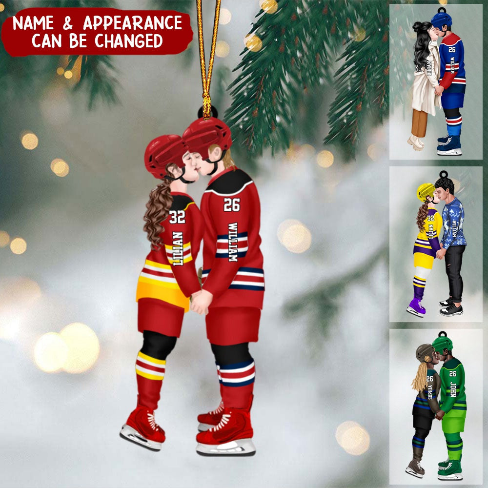 Personalized Acrylic Custom Shape Ornament-Couple Gift-Ice Hockey Couple Acrylic Ornament