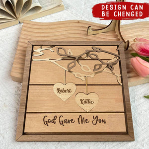 Personalized Couples Names - 2 Layers Wooden Plaque