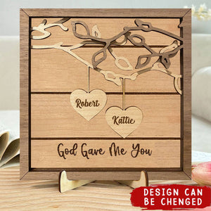 Personalized Couples Names - 2 Layers Wooden Plaque
