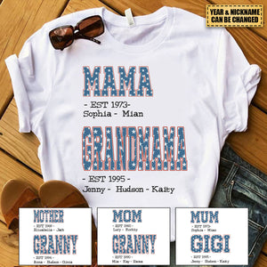 Personalized Mom Grandma EST 4th Of July T-shirt
