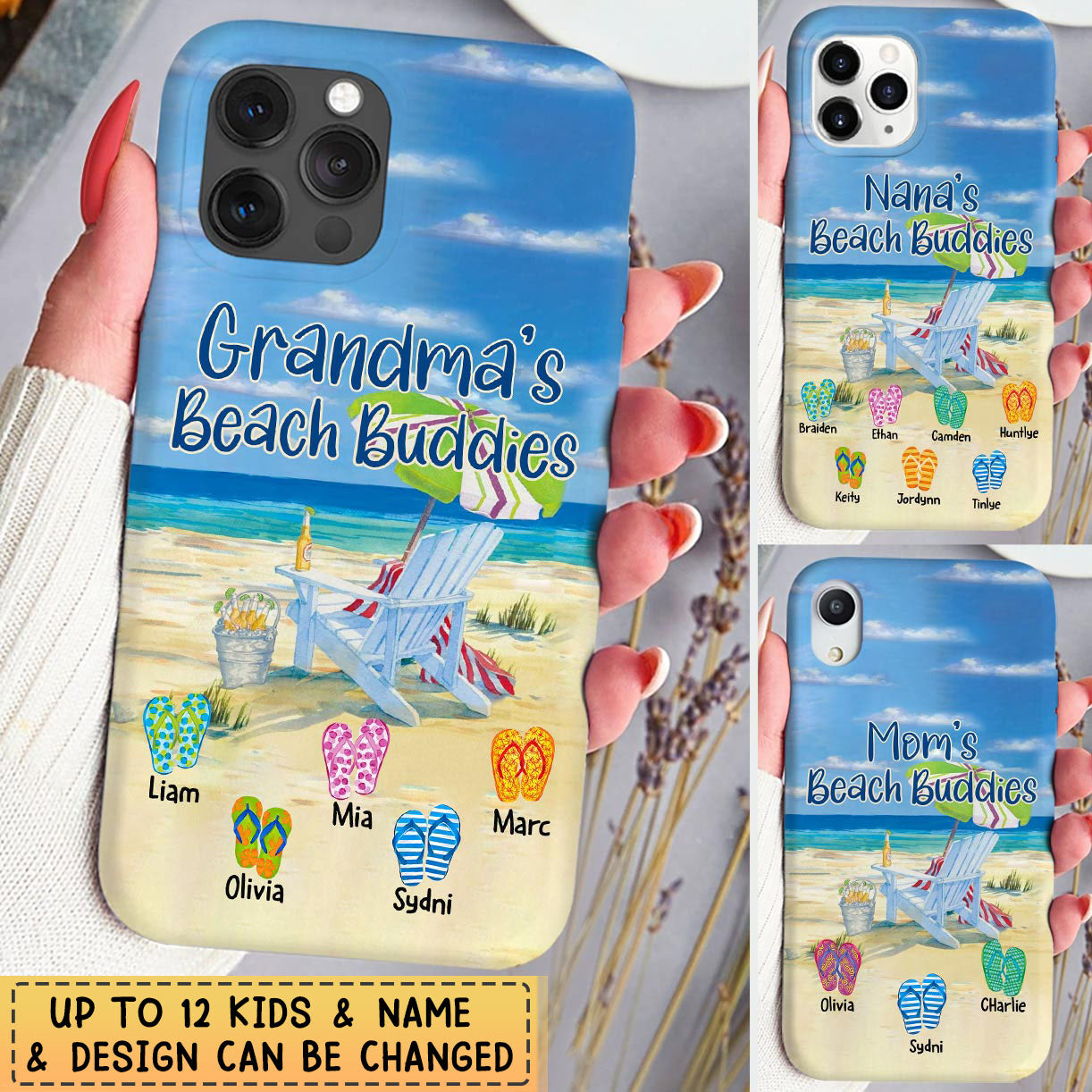 Grandma's Beach Buddies Summer Flipflop Personalized Phone Case