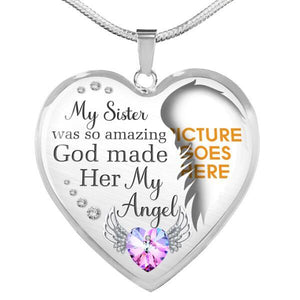 Custom Memorial Sister Family My Angel Heart Necklace