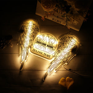 Customized Angel Wings Name Date LED Light