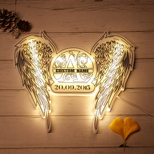 Customized Angel Wings Name Date LED Light