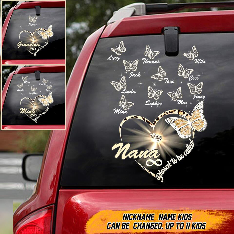 Personalized Butterfly Blessed to be Called Grandma Kid Decal