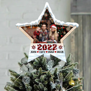 Personalized Family Photo Star Tree Topper - Christmas Gift Idea for Family