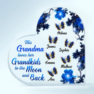 Personalized Heart-Shaped Acrylic Plaque - Gift For Grandma - This Grandma Loves Her Grandkids To The Moon And Back