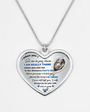Siberian Husky-sleeping angel Heart Necklace