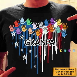 Personalized Grandpa Heart Hand Print, Gift For Father, Dad, Grandpa T-Shirt