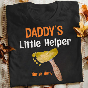 Personalized Grandpa Dad Little Helpers Kids Footprints T-Shirt