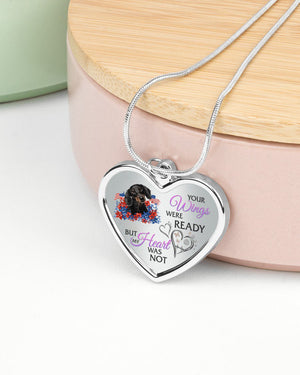 Loyalty-BLACK Dachshund Your Wings Metallic Heart Necklace