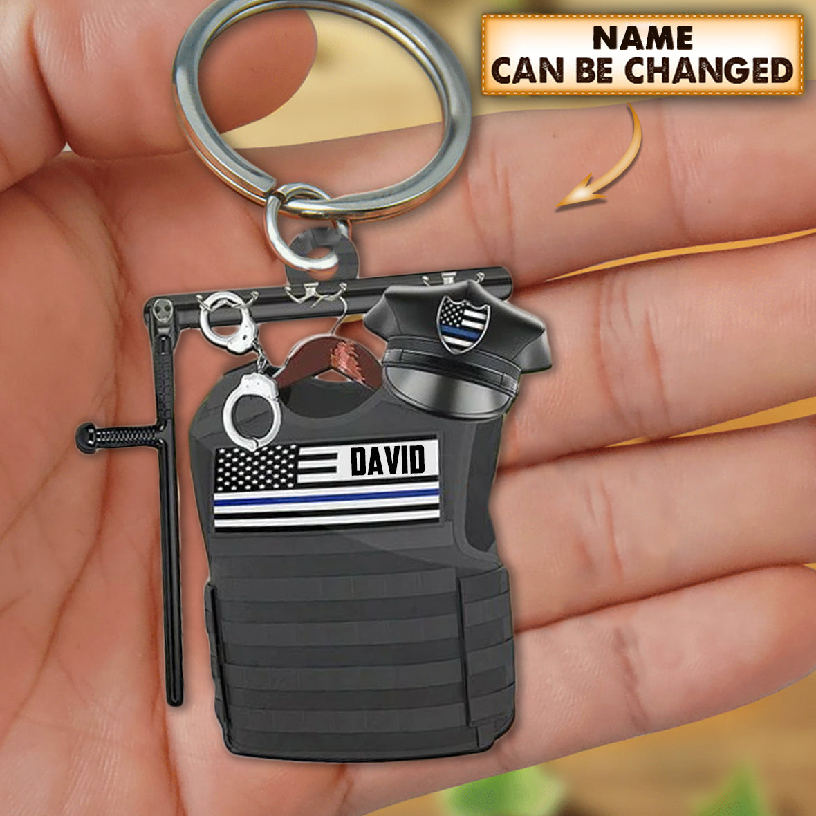 Personalized Police Bulletproof Vest Keychain
