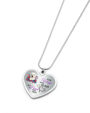 Loyalty-WHITE Labrador Your Wings Metallic Heart Necklace
