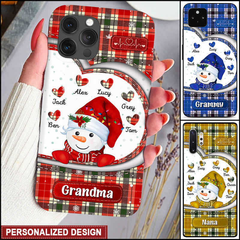 Colorful Christmas Snowman Grandma Mom Little Heart Kids Personalized Phone Case