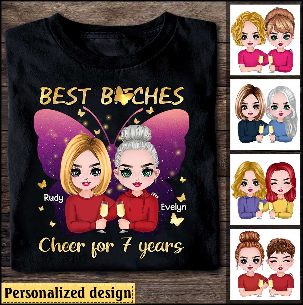 Cheer For Years Butterfly Colorful Gift For Bestie Best Friend Personalized T-shirt