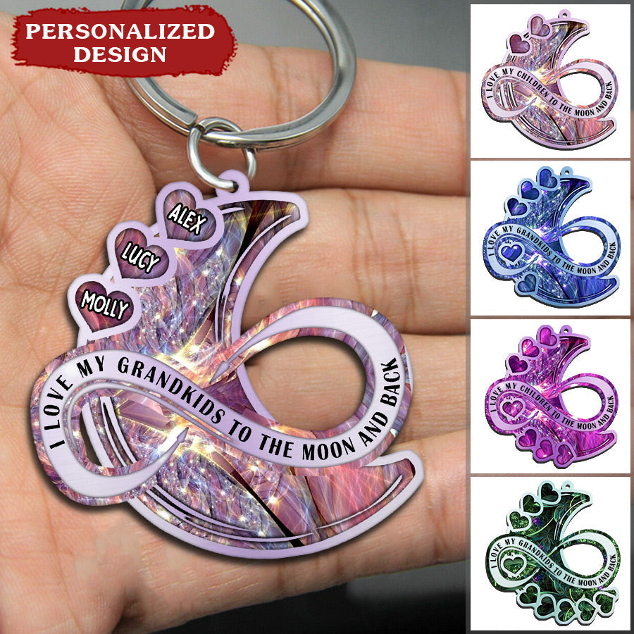 I Love My Grandkids To The Moon and Back Personalized Keychain