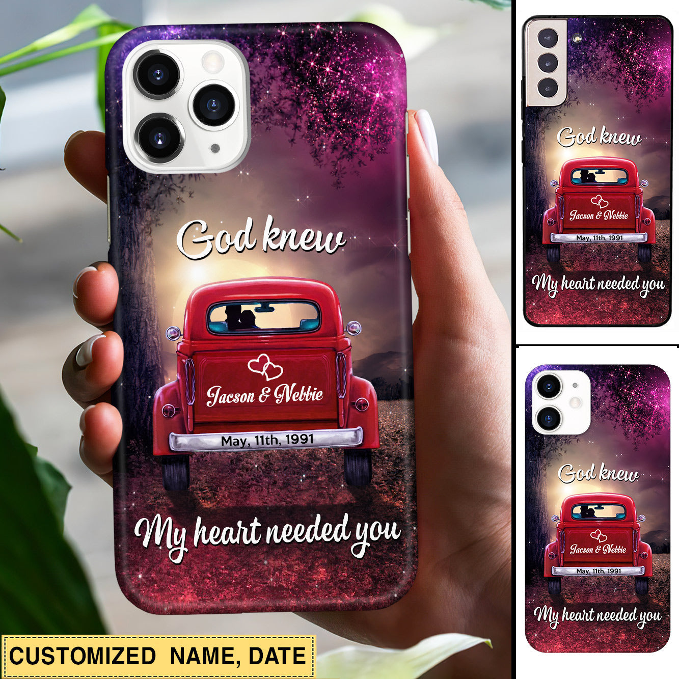God Knew My Heart Needed You Red Truck Couple Personalized Phone case
