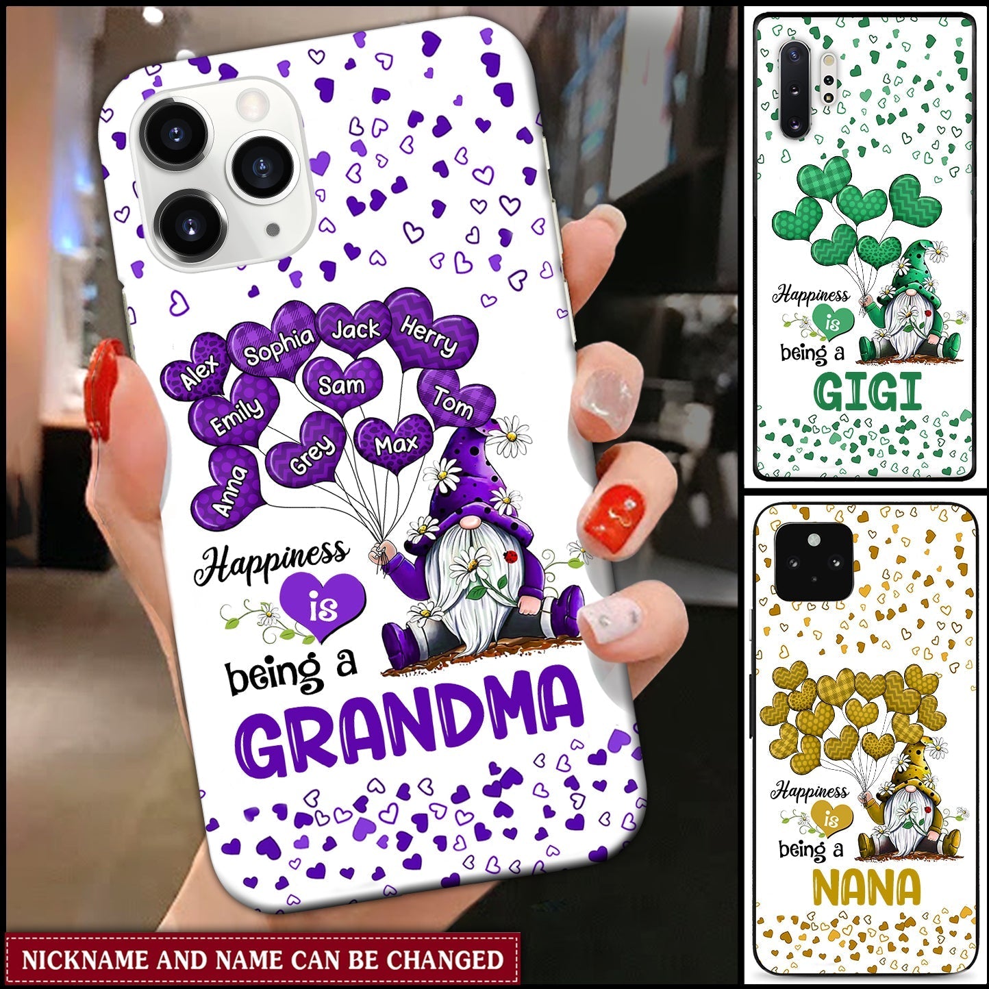 I Love Being Grandma Balloons - Personalized Heart Phone case