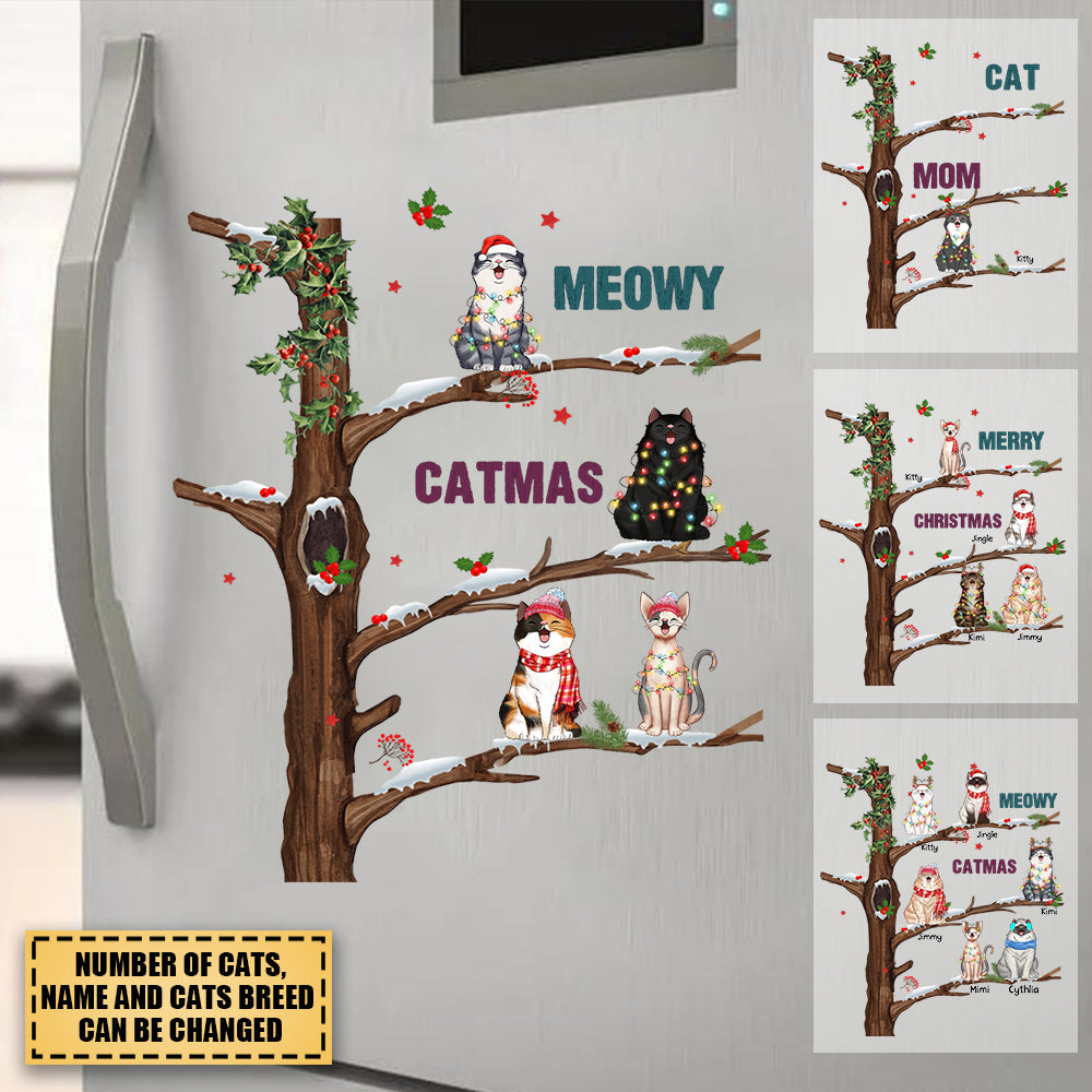 Meowy Christmas Loves Cute Laughing Cats Personalized Sticker Decal