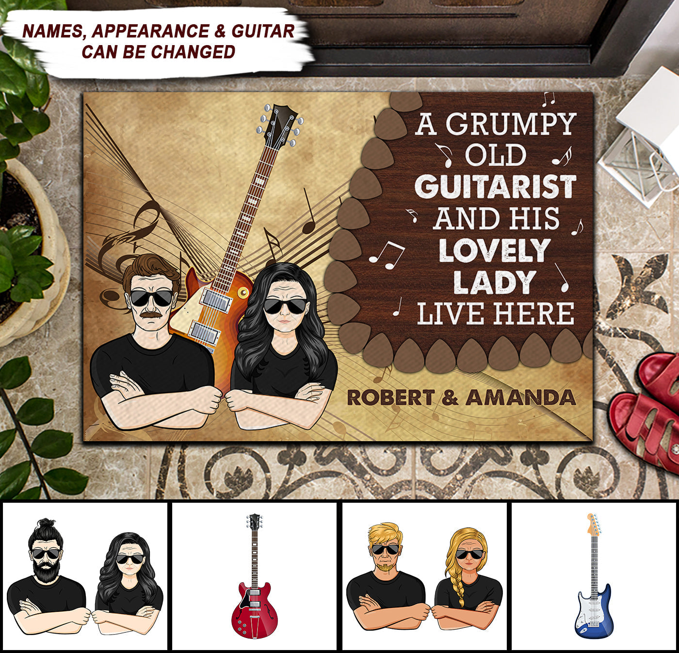 A Grumpy Old Guitarist Personalized Guitar Lovers Doormat