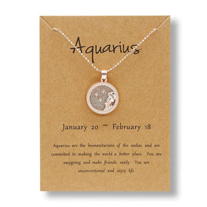 Aquarius-12 Constellation Zodiac Sign Necklace