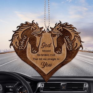 Brown Horse Couple Heart God Blessed Personalized Ornament