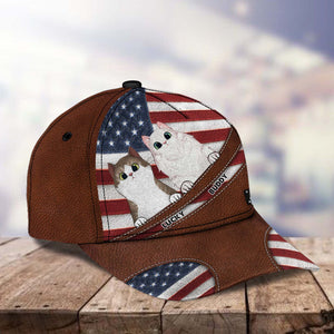 Cat America Flag Personalized Cap