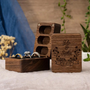 Personalized Wooden Ring Box Gift For Couples