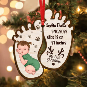 Personalized Baby Sleeping My First Christmas Wooden Ornament